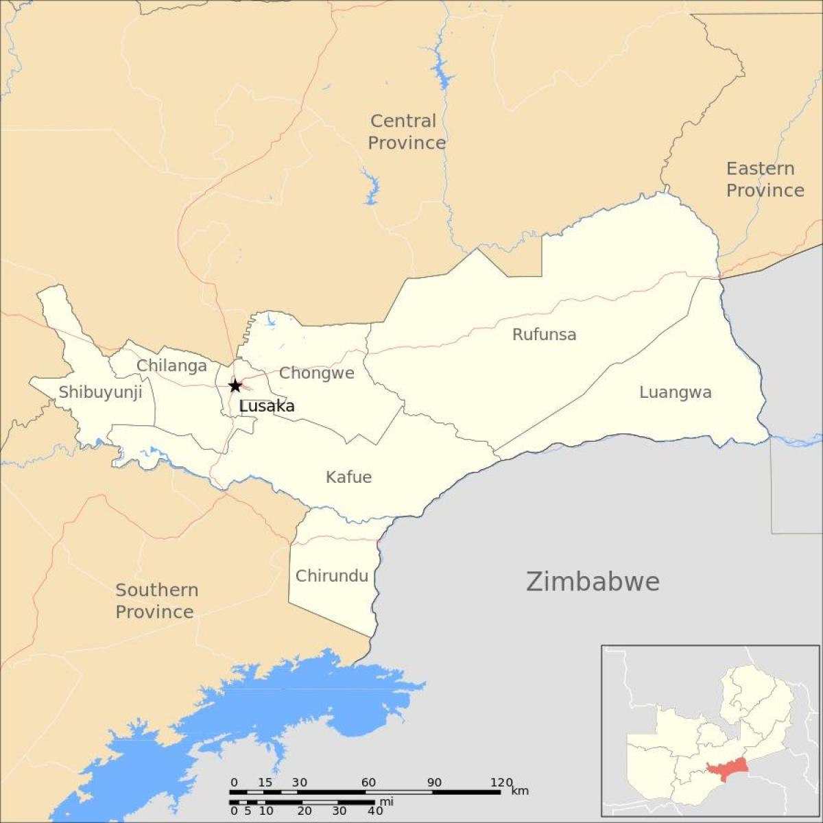 Карта на lusaka Замбија