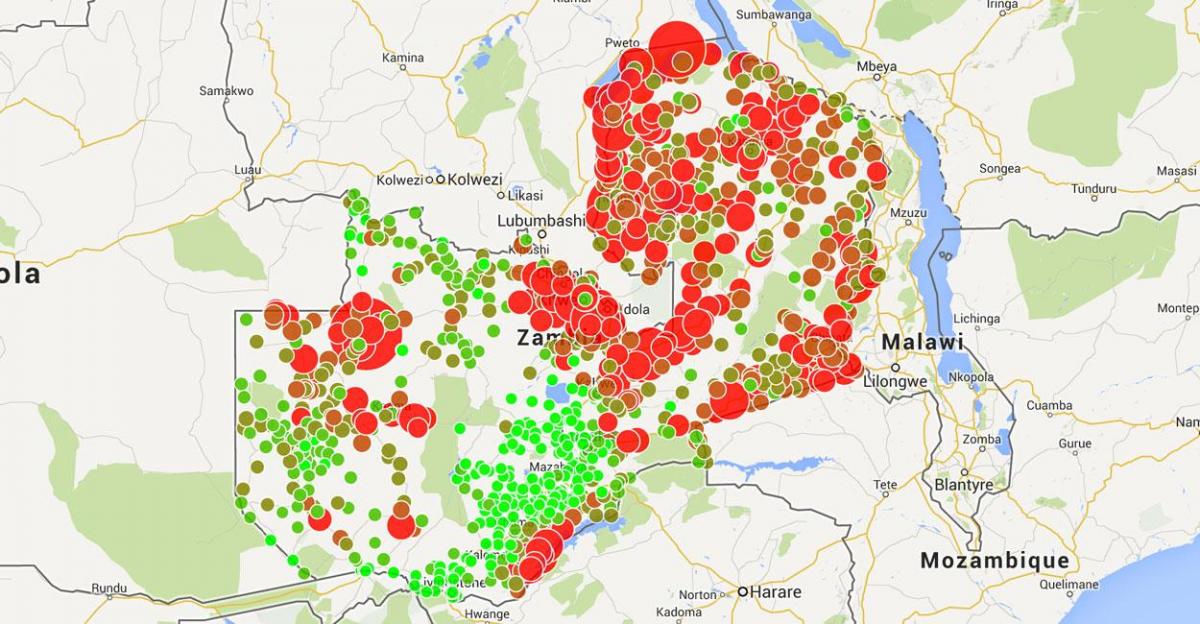 Карта на Замбија маларија