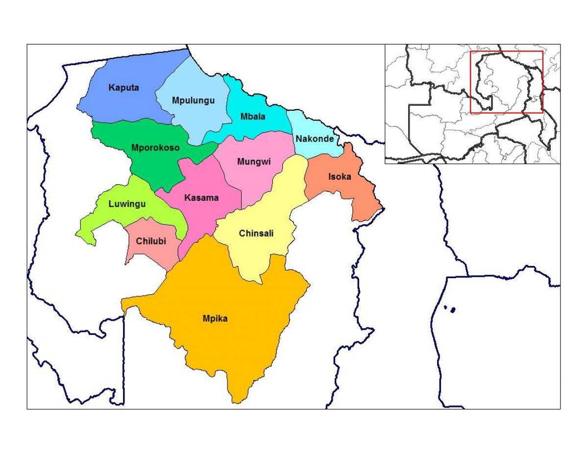 Карта на северна провинција Замбија